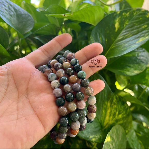 Indian Agate Beaded Stretch Bracelet - Picture 6 of 7